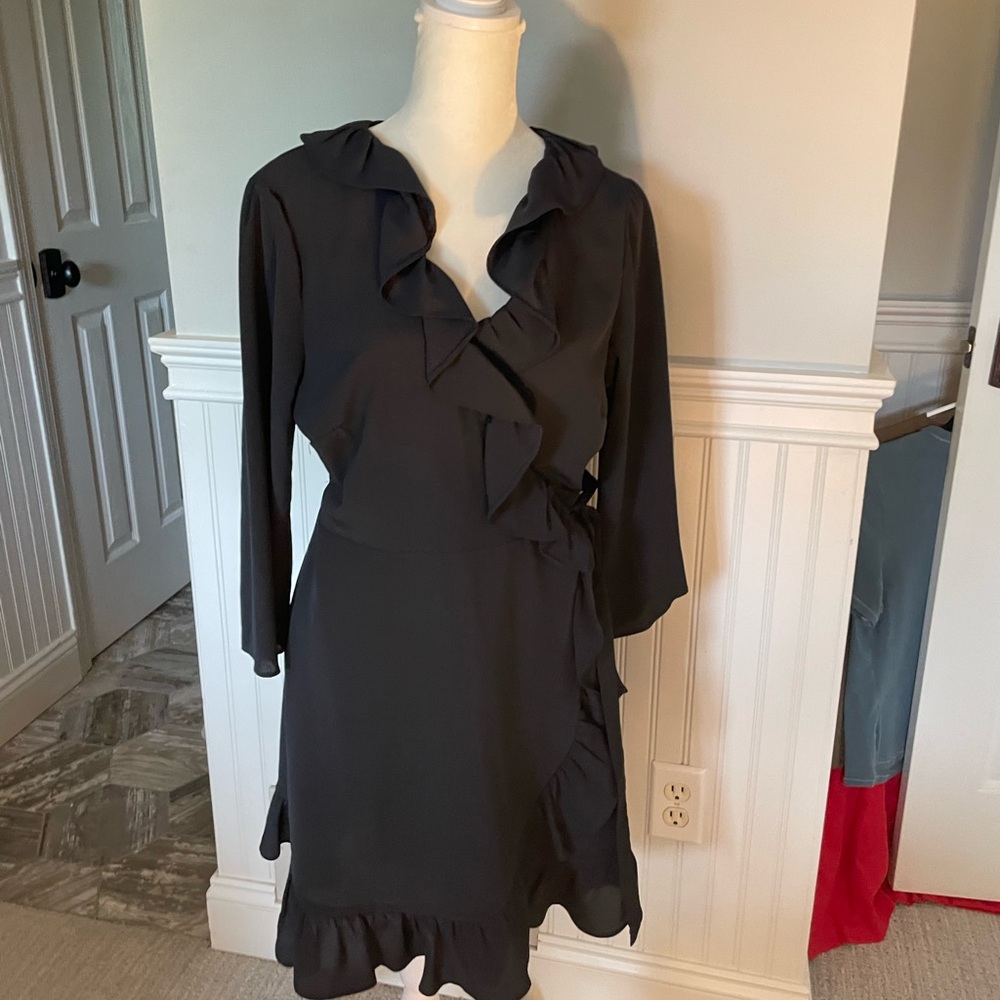 Topshop Black Ruffle Dress